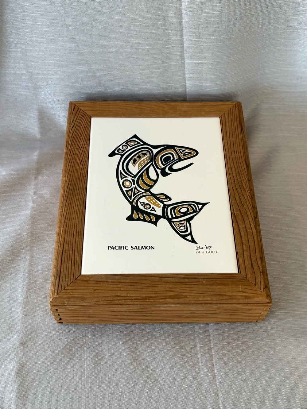 Pacific Salmon Framed Wall Art with Gold Accents VINTAGE